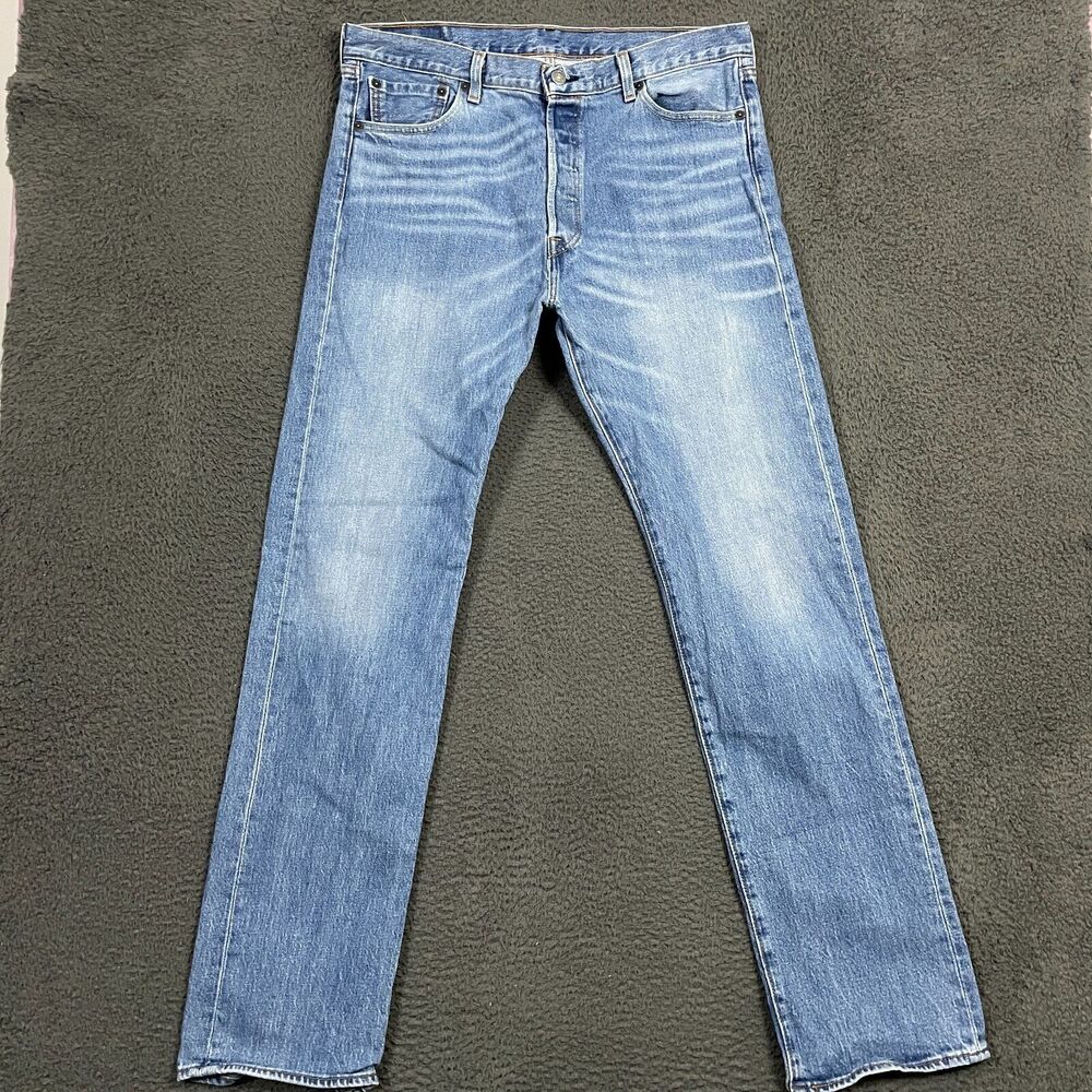 Levis Jeans Mens 35x34 Blue 501 XX Straight Fit Button Fly Denim Casual